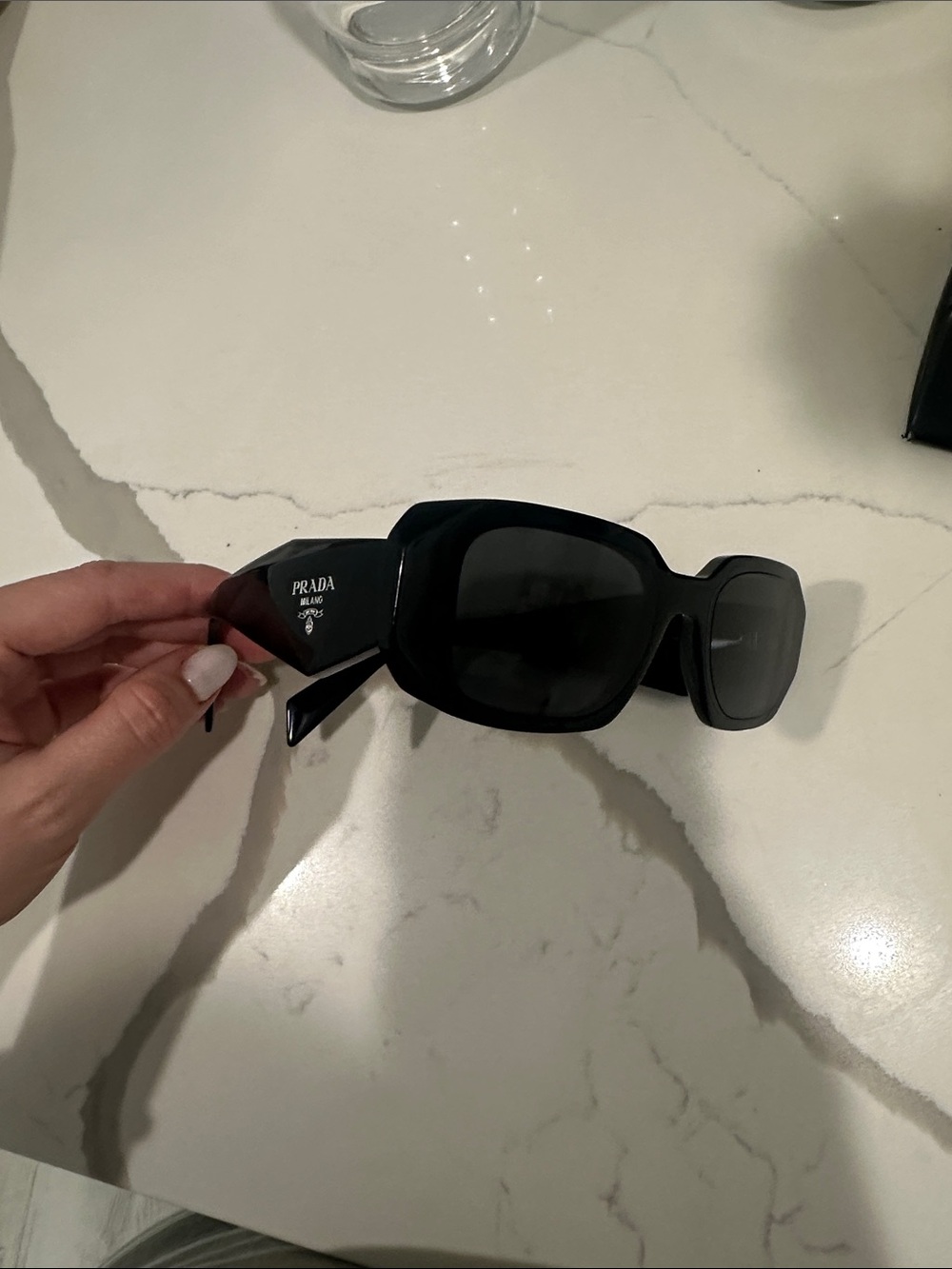 Prada Black Oversized Rectangular Sunglasses